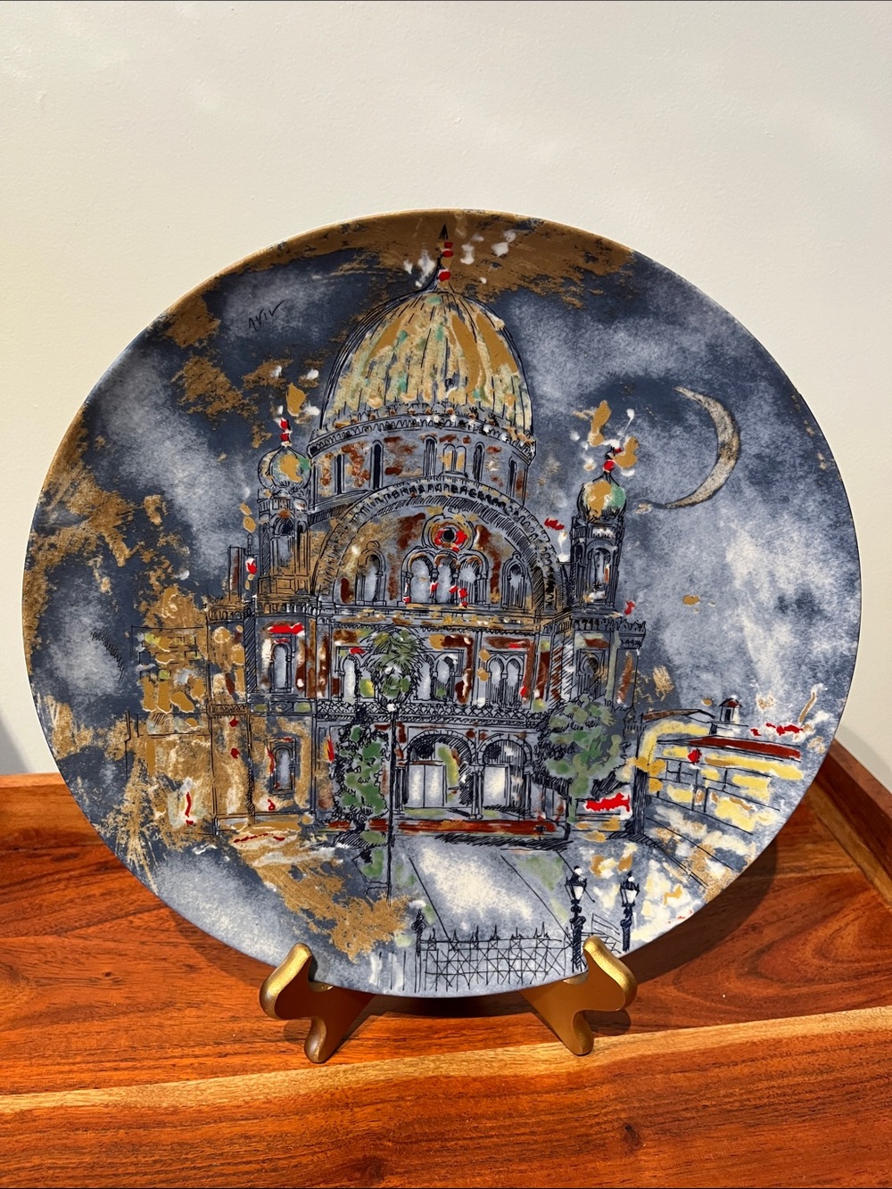 COMMEMORATIVE PLATE BY AVIV of FLORENCE SYNAGOGUE